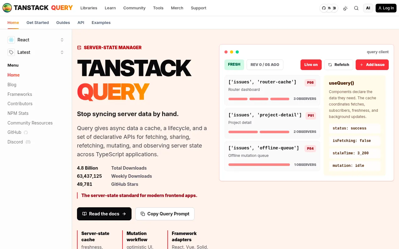 TanStack Query architecture — system design and component overview